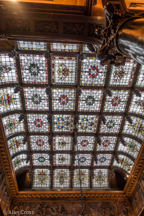 Stained-glass ceiling of the central atrium