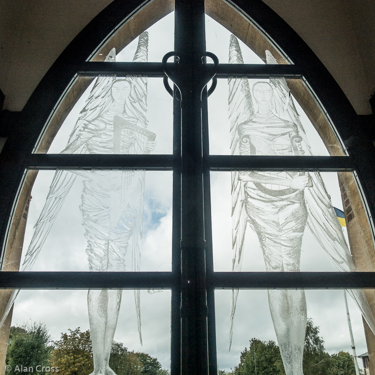 Engraved windows, west end