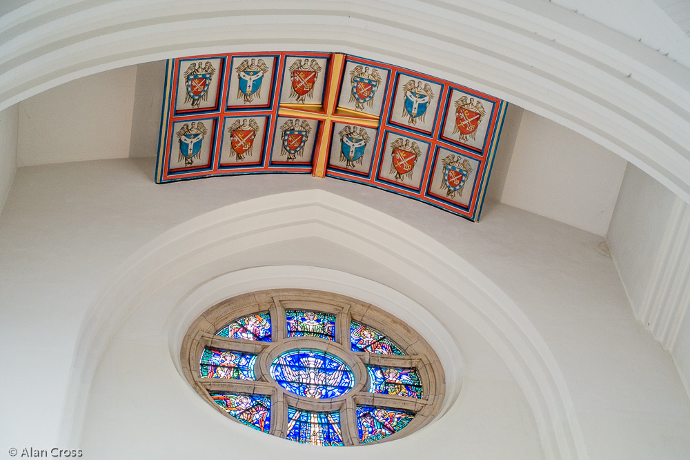 The Holy Spirit Rose Window above the altar